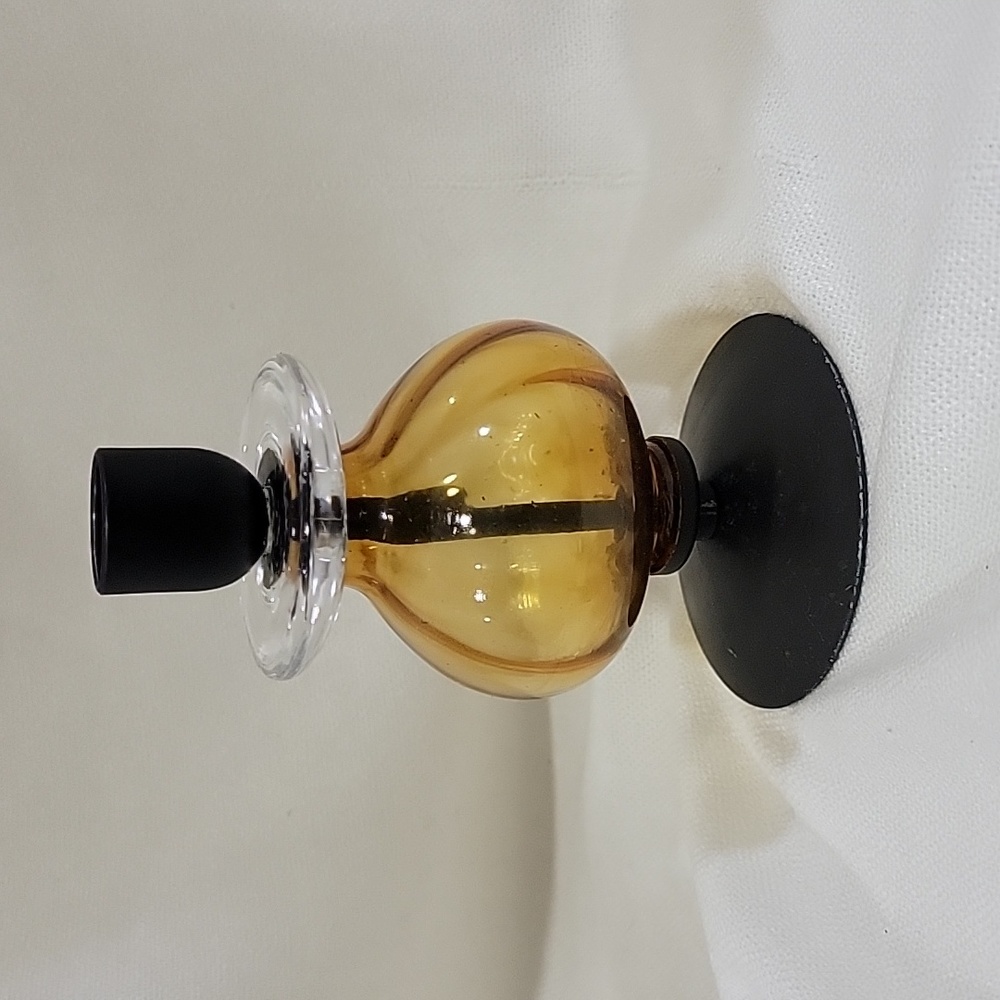 Erik Hoglund Iron And Anberr Glass Candle Holder